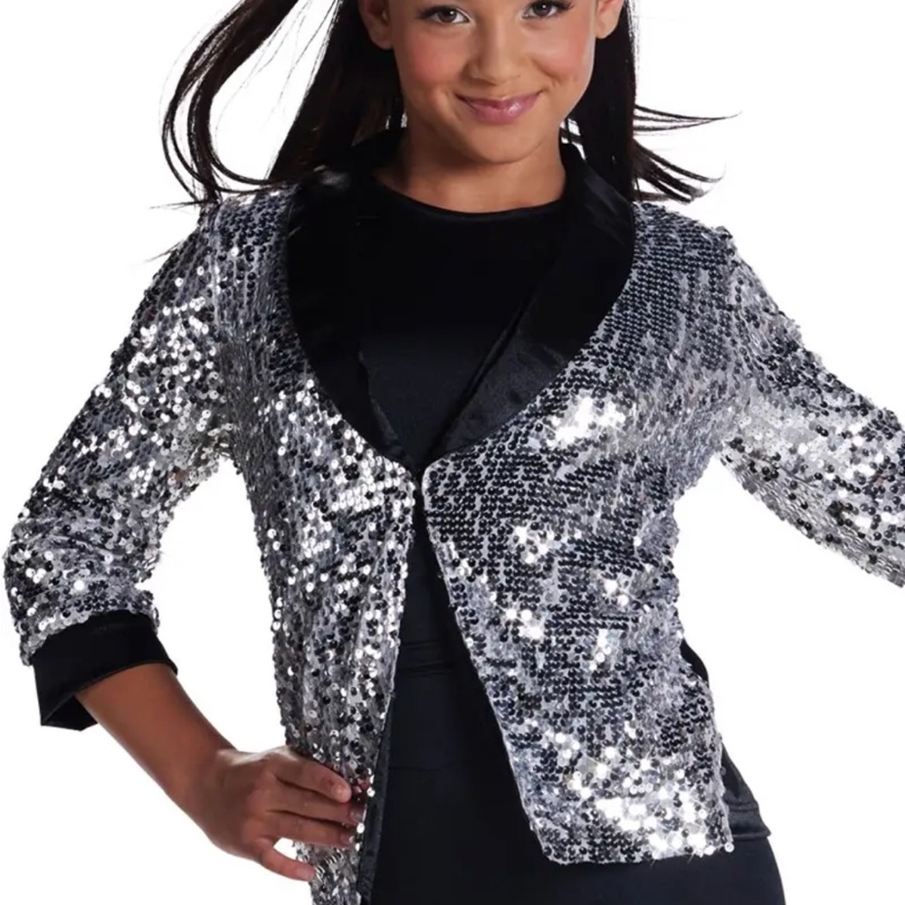 Weissman Silver and Black Sequin Blazer